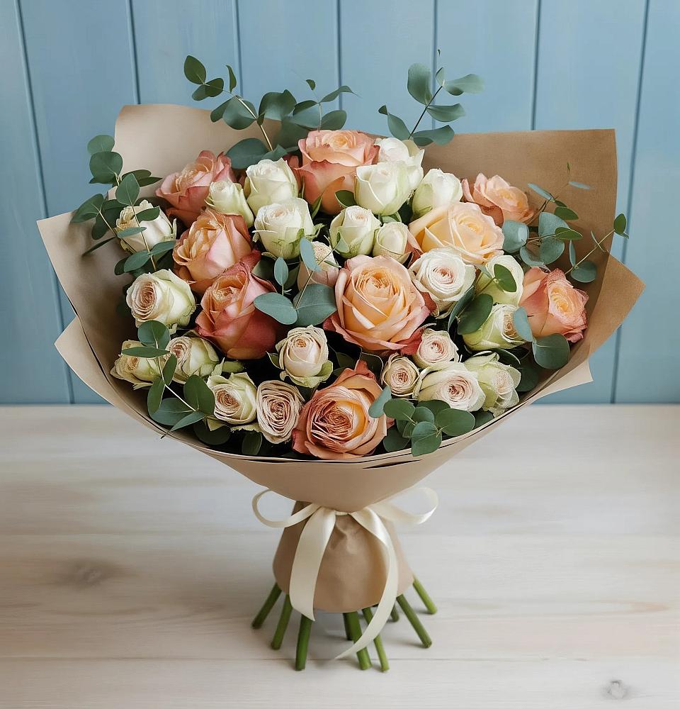 Букет цветов из: Альстромерии и Розы в Инатьевский