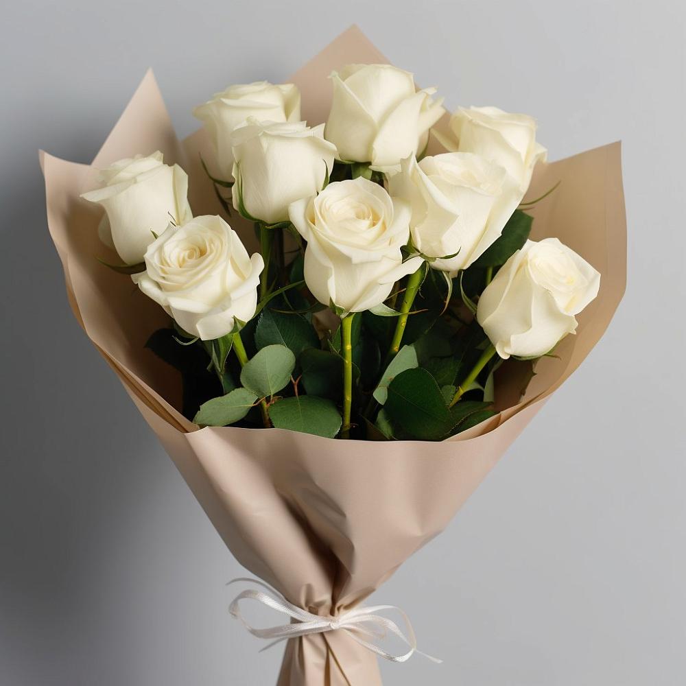 Букет 9 Белых роз Эдлесс Лав в Инатьевский