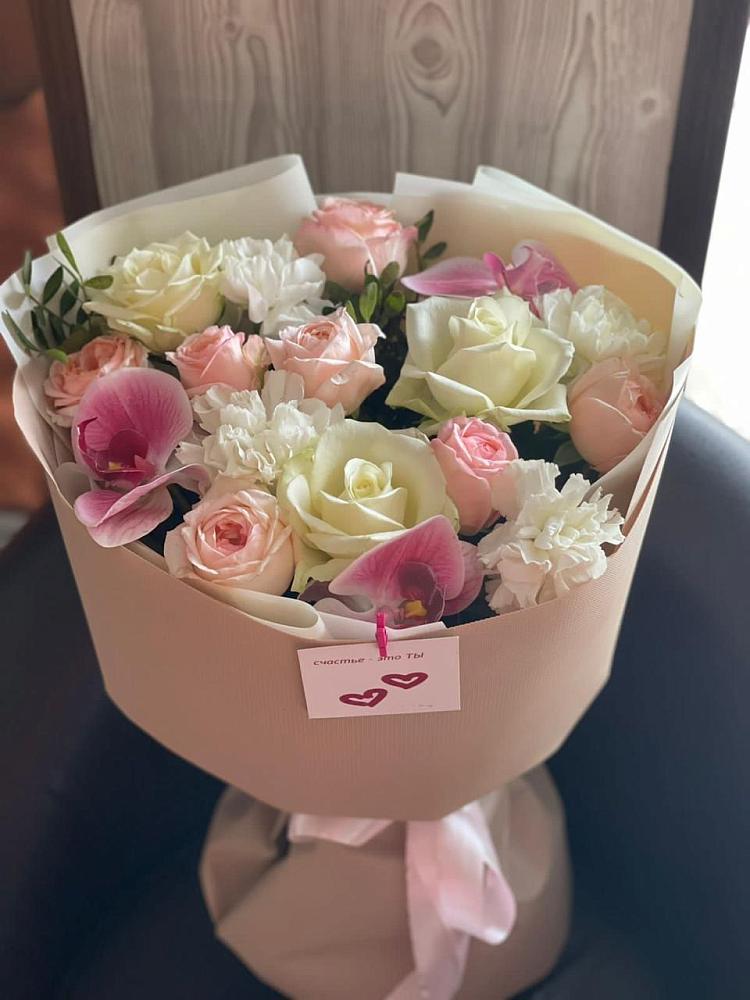 Букет цветов из: Орхидеи, Розы и Гвоздики в Инатьевский