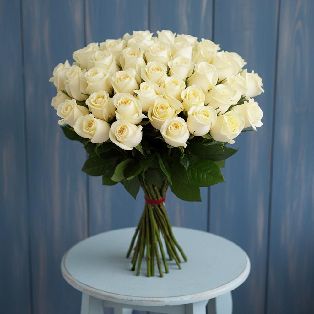 Букет 51 Белая роза Эдлесс Лав в Инатьевский