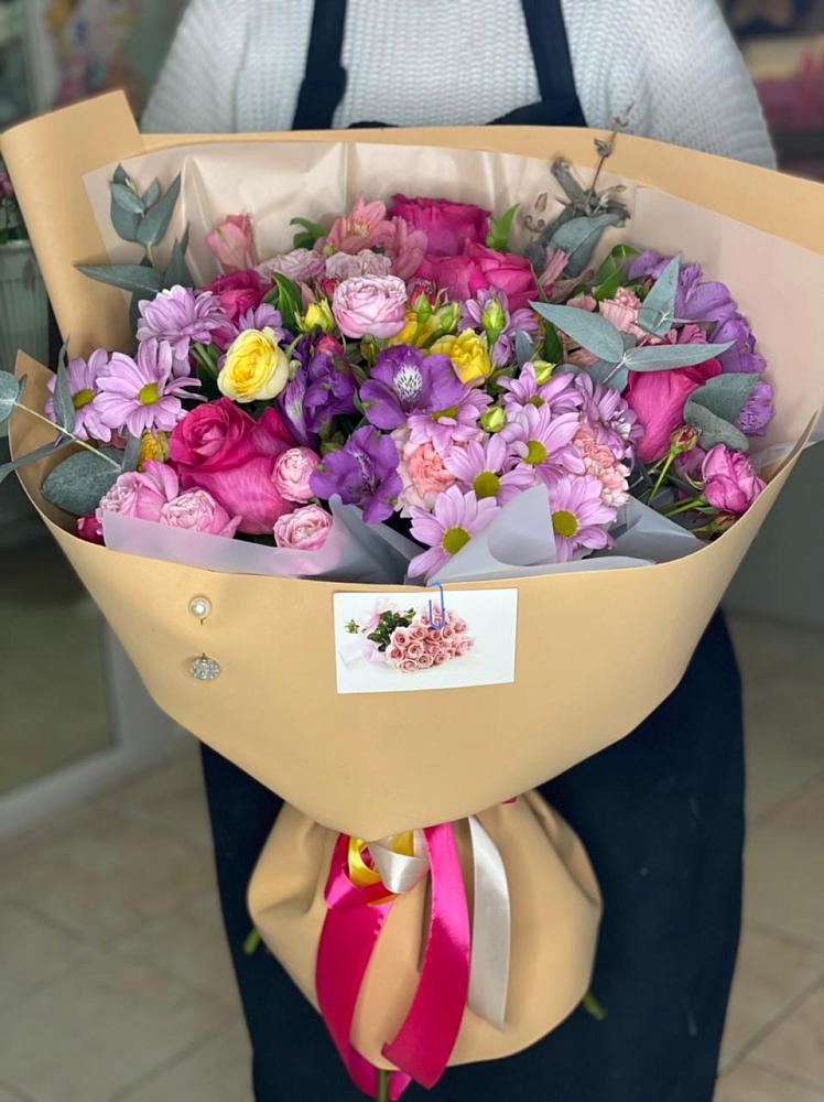 Букет цветов из: Хризантемы, Гвоздики и Альстромерии в Инатьевский