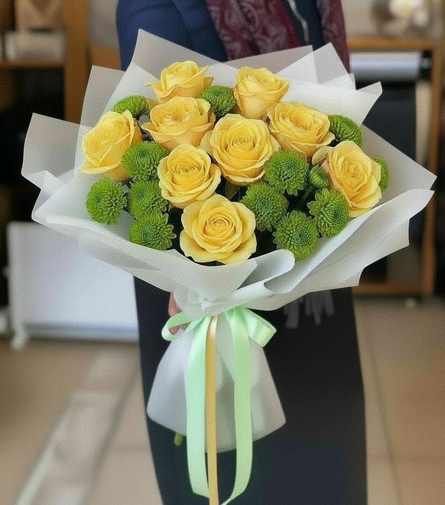 Букет цветов из: Хризантемы и Розы в Инатьевский