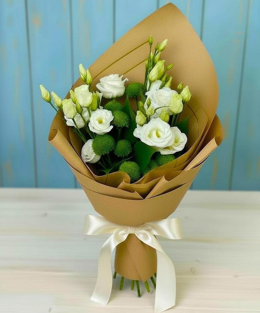 Букет цветов из: Хризантемы и Лизиантусы в Инатьевский