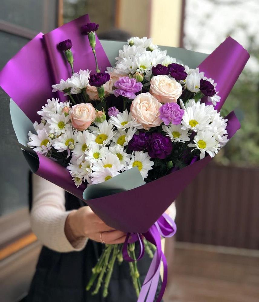 Букет цветов из: Хризантемы, Гвоздики и Розы в Инатьевский