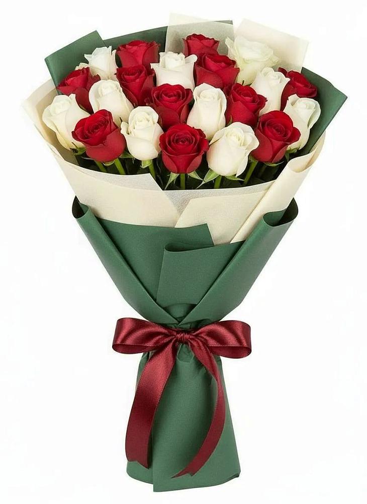 Букет Микс из красных и белых роз в Инатьевский