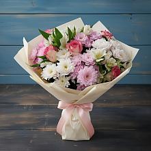Букет цветов из:  Хризантемы, Альстромерии и Розы в Инатьевский