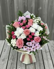 Букет цветов из:  Альстромерии, Гвоздики, Розы и Хризантемы в Инатьевский