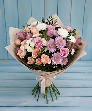 Букет цветов из:  Хризантемы, Розы и Альстромерии в Инатьевский