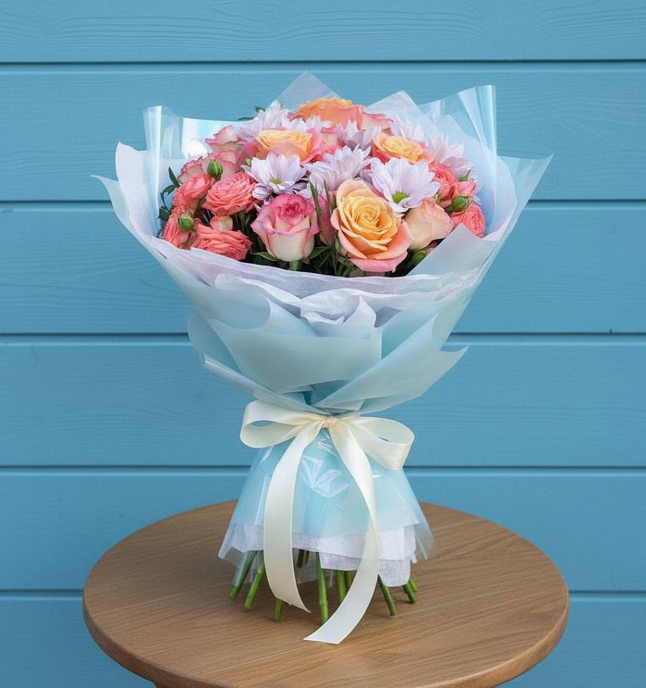 Букет цветов из: Хризантемы и Розы в Инатьевский