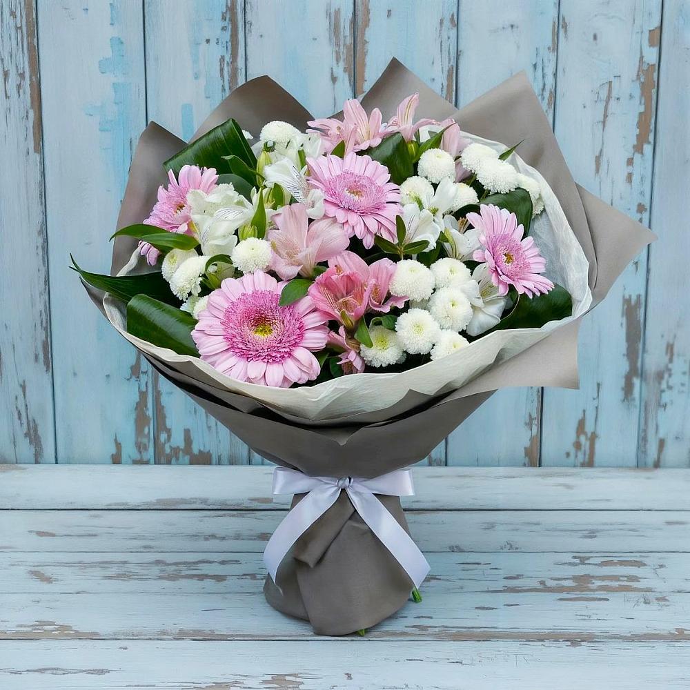 Букет цветов из: Герберы, Альстромерии и Хризантемы в Инатьевский