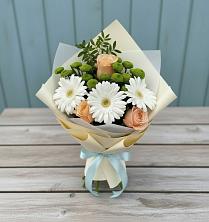 Букет цветов из:  Герберы, Розы и Хризантемы в Инатьевский