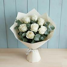 Букет Белые розы в Эвкалипте #REPLACE_PRED# Инатьевский