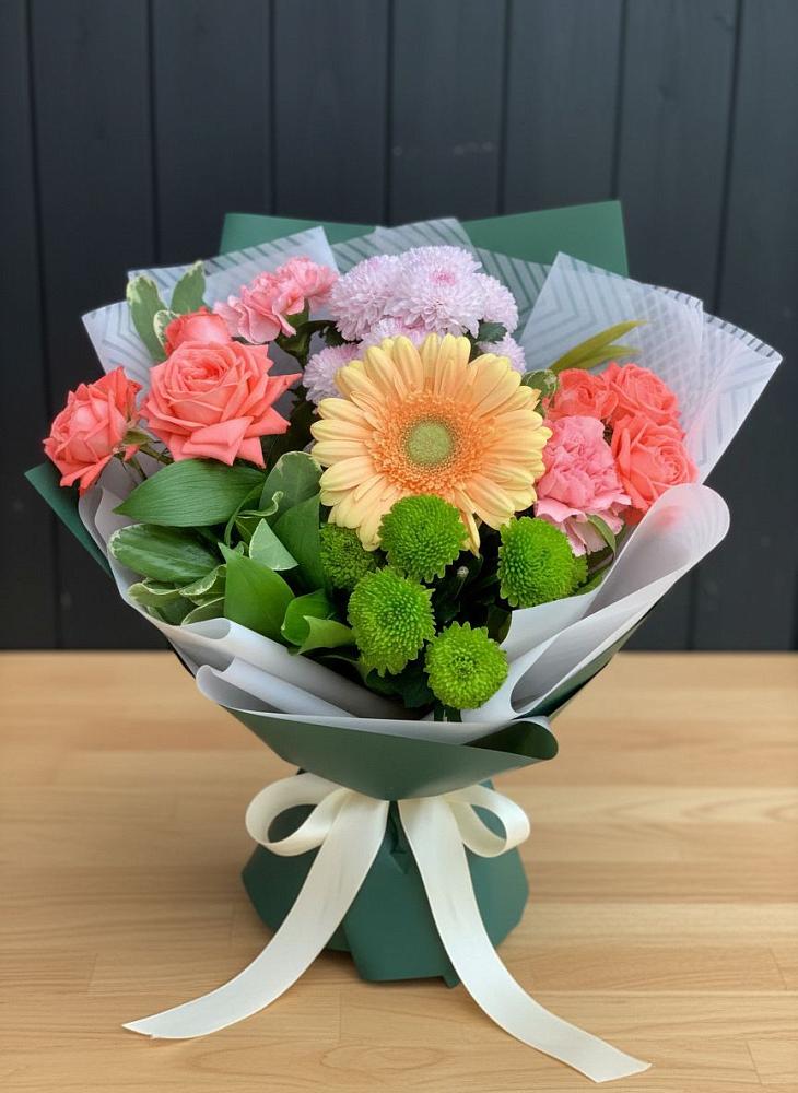 Букет цветов из: Гвоздики, Розы, Герберы и Хризантемы в Инатьевский